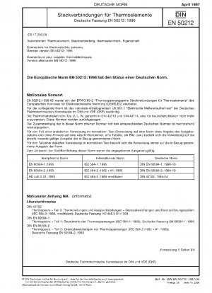 Steckverbinder für thermoelektrische Sensoren; Deutsche Fassung EN 50212:1996