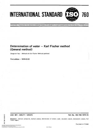 Bestimmung von Wasser; Karl-Fischer-Methode (Allgemeine Methode)