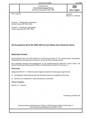 Gründung - Durchstrahlungsuntersuchung; Deutsche Fassung EN 12681:2003