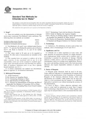 Standardtestmethoden für Chloridionen in Wasser