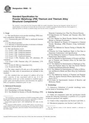 Standardspezifikation für pulvermetallurgische (PM) Strukturkomponenten aus Titan und Titanlegierungen