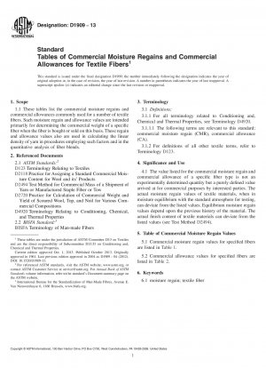 Standardtabellen für kommerzielle Feuchtigkeitsrückgewinnung und kommerzielle Zulagen für Textilfasern