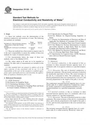 Standardtestmethoden für die elektrische Leitfähigkeit und den spezifischen Widerstand von Wasser