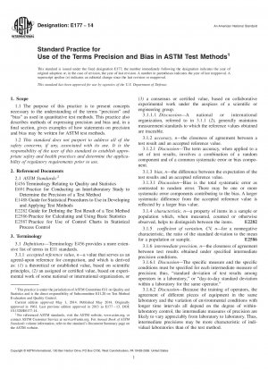 Standardpraxis für die Verwendung der Begriffe Präzision und Bias in ASTM-Testmethoden