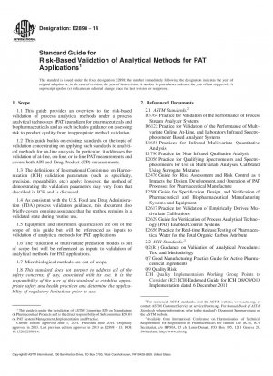 Standardhandbuch für die risikobasierte Validierung analytischer Methoden für PAT-Anwendungen