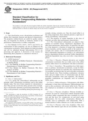 Standardklassifizierung für Gummimischungsmaterialien – Vulkanisationsbeschleuniger