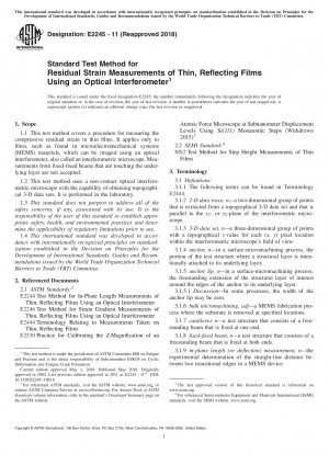 Standardtestmethode für Restdehnungsmessungen dünner, reflektierender Filme mit einem optischen Interferometer