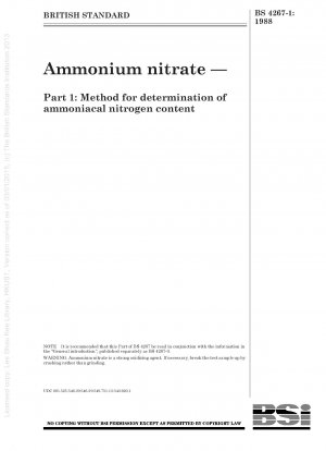 Ammoniumnitrat – Teil 1: Methode zur Bestimmung des Ammoniumstickstoffgehalts
