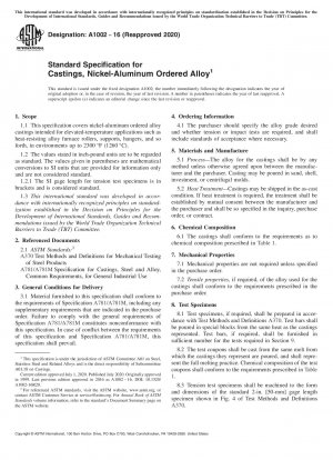 Standardspezifikation für Gussteile, geordnete Nickel-Aluminium-Legierung