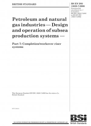 Erdöl- und Erdgasindustrie – Entwurf und Betrieb von Unterwasserproduktionssystemen – Teil 7: Fertigstellungs-/Überarbeitungs-Riser-Systeme
