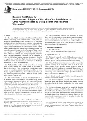 Standardtestverfahren zur Messung der scheinbaren Viskosität von Asphaltgummi oder anderen Asphaltbindemitteln unter Verwendung eines rotierenden Handviskosimeters