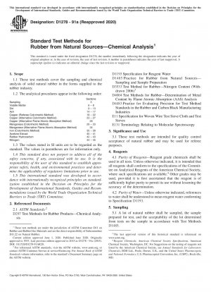 Standardtestmethoden für Kautschuk aus natürlichen Quellen – chemische Analyse