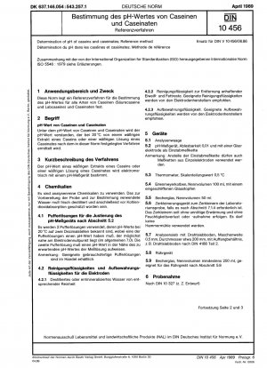 Bestimmung des pH-Wertes von Kaseinen und Kaseinaten; Referenzmethode