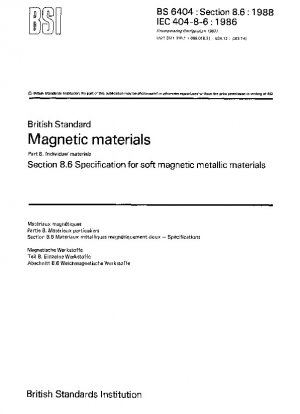 Magnetische Werkstoffe - Einzelne Werkstoffe - Spezifikation für weichmagnetische metallische Werkstoffe