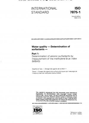 Wasserbeschaffenheit - Bestimmung von Tensiden - Teil 1: Bestimmung anionischer Tenside durch Messung des Methylenblau-Index (MBAS)