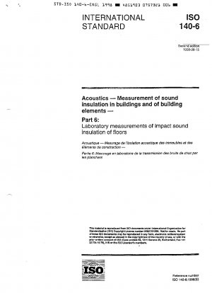 Akustik – Messung der Schalldämmung in Gebäuden und Bauteilen – Teil 6: Labormessungen der Trittschalldämmung von Fußböden
