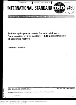 Natriumhydrogencarbonat für industrielle Zwecke; Bestimmung des Eisengehalts; photometrisches 1,10-Phenanthrolin-Verfahren