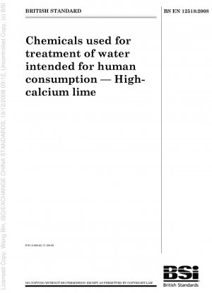 Chemikalien zur Aufbereitung von Wasser für den menschlichen Gebrauch – Kalk mit hohem Kalziumgehalt