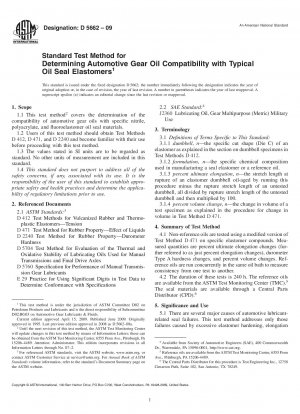 Standardtestmethode zur Bestimmung der Kompatibilität von Kfz-Getriebeölen mit typischen Öldichtungselastomeren