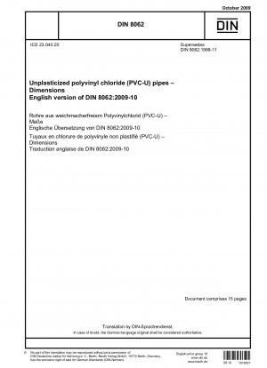 Rohre aus weichmacherfreiem Polyvinylchlorid (PVC-U) – Abmessungen