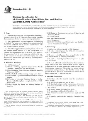 Standardspezifikation für Knüppel, Stäbe und Stäbe aus Niob-Titan-Legierungen für supraleitende Anwendungen