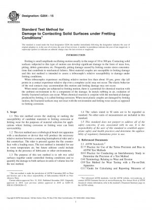 Standardtestmethode für Schäden an berührenden festen Oberflächen unter Fretting-Bedingungen