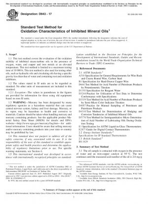 Standardtestmethode für Oxidationseigenschaften von inhibierten Mineralölen