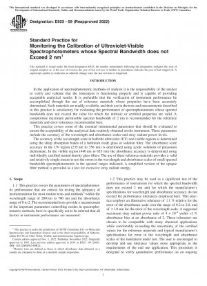 Standardpraxis zur Überwachung der Kalibrierung von Ultraviolett-sichtbaren Spektrophotometern, deren spektrale Bandbreite 2 nm nicht überschreitet