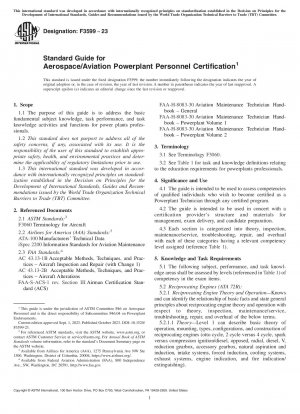 Standardhandbuch für die Zertifizierung von Personal für Luft- und Raumfahrt-/Luftfahrtkraftwerke