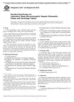 Standardspezifikation für mikrovolumetrische Laborgefäße aus Glas (Messkolben und Zentrifugenröhrchen)