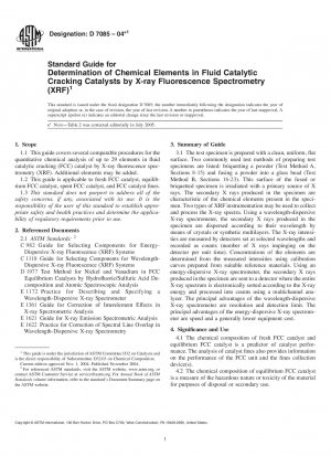 Standardhandbuch zur Bestimmung chemischer Elemente in Katalysatoren für das katalytische Cracken mittels Röntgenfluoreszenzspektrometrie (RFA)