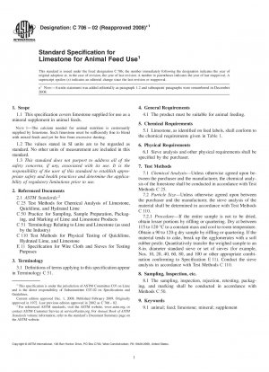 Standardspezifikation für Kalkstein zur Verwendung als Tierfutter