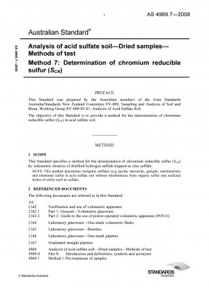 Analyse von saurem Sulfatboden - Getrocknete Proben - Testmethoden - Bestimmung von chromreduzierbarem Schwefel (SCR)