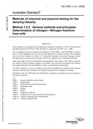 Methoden zur chemischen und physikalischen Untersuchung für die Milchindustrie Methode 1.2.2: Allgemeine Methoden und Prinzipien – Bestimmung von Stickstoff – Stickstofffraktionen aus Milch