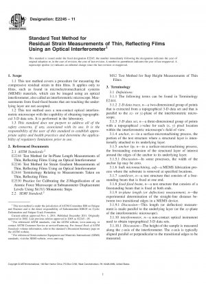 Standardtestmethode für Restdehnungsmessungen dünner, reflektierender Filme mit einem optischen Interferometer