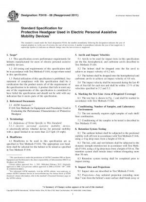 Standardspezifikation für Kopfschutzbedeckungen, die in elektrischen persönlichen Hilfsmitteln für die Mobilität verwendet werden