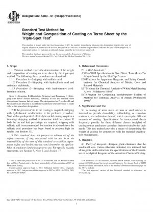 Standardtestmethode für Gewicht und Zusammensetzung der Beschichtung auf Terne-Blech durch den Triple-Spot-Test