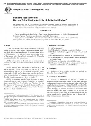 Standardtestmethode für die Tetrachlorkohlenstoffaktivität von Aktivkohle