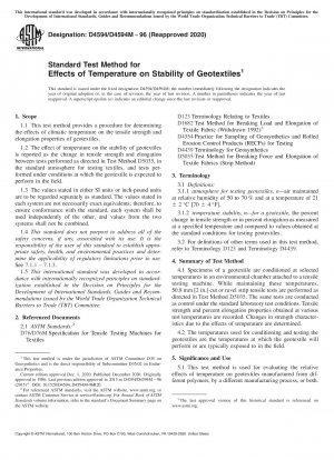 Standardtestmethode für Auswirkungen der Temperatur auf die Stabilität von Geotextilien