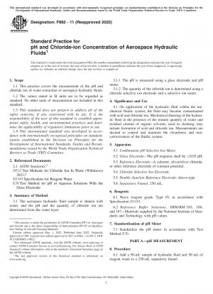 Standardpraxis für pH-Wert und Chloridionenkonzentration von Hydraulikflüssigkeiten in der Luft- und Raumfahrt