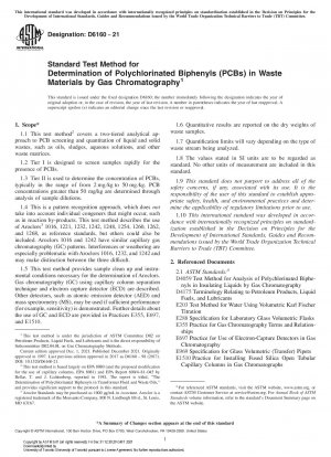 Standardtestmethode zur Bestimmung von polychlorierten Biphenylen (PCB) in Abfallmaterialien mittels Gaschromatographie