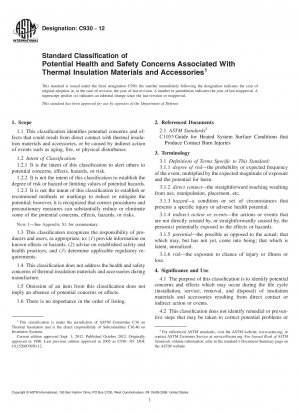 Standardklassifizierung potenzieller Gesundheits- und Sicherheitsbedenken im Zusammenhang mit Wärmedämmmaterialien und Zubehör