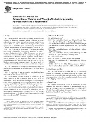 Standardtestmethode zur Berechnung von Volumen und Gewicht industrieller aromatischer Kohlenwasserstoffe und Cyclohexan