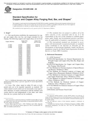 Standardspezifikation für Schmiedestäbe, Stangen und Formen aus Kupfer und Kupferlegierungen