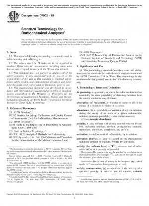 Standardterminologie für radiochemische Analysen
