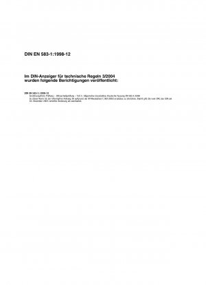 Zerstörungsfreie Prüfung - Ultraschallprüfung - Teil 1: Allgemeine Grundsätze; Deutsche Fassung EN 583-1:1998
