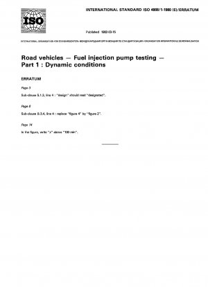 Straßenfahrzeuge; Prüfung von Kraftstoffeinspritzpumpen; Teil 1: Dynamische Bedingungen