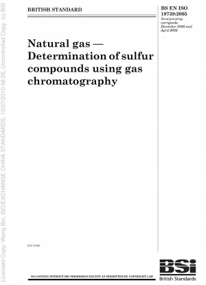 Erdgas – Bestimmung von Schwefelverbindungen mittels Gaschromatographie (ISO 19739:2004)