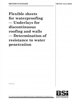 Flexible Bahnen zur Abdichtung – Unterlagen für unterbrochene Dächer und Wände – Bestimmung des Widerstands gegen das Eindringen von Wasser