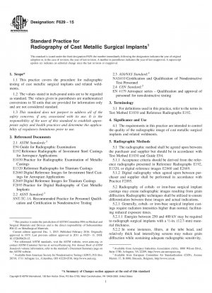 Standardpraxis für die Radiographie von gegossenen metallischen chirurgischen Implantaten
